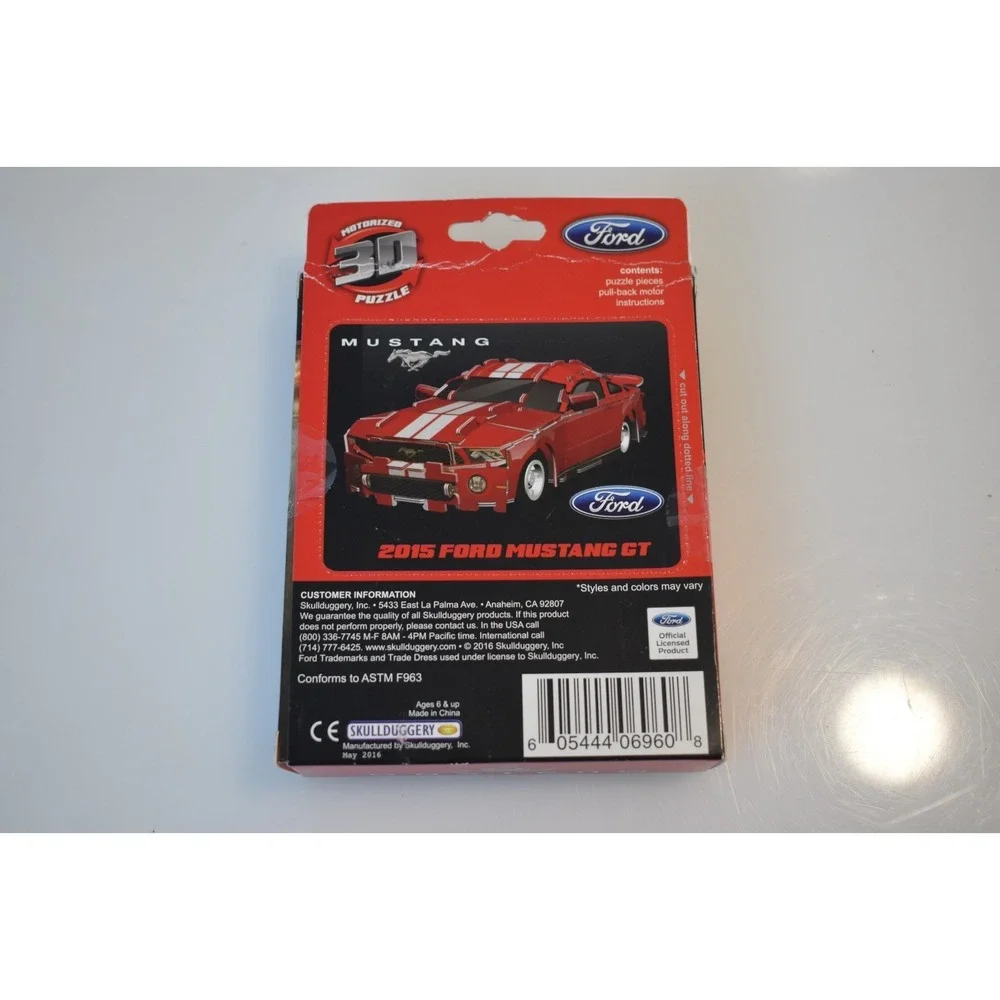 Skullduggery Ford Mustang GT 3D Puzzle Red Pull-Back Motor 2015 Car Kit NEW